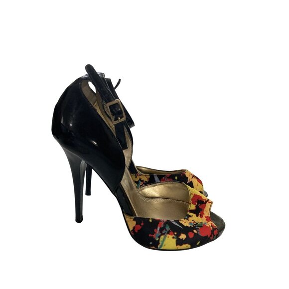 Bakers Women's size 5 Black Multicolor Peep-Toe Ankle Strap pump Heels - Picture 4 of 7